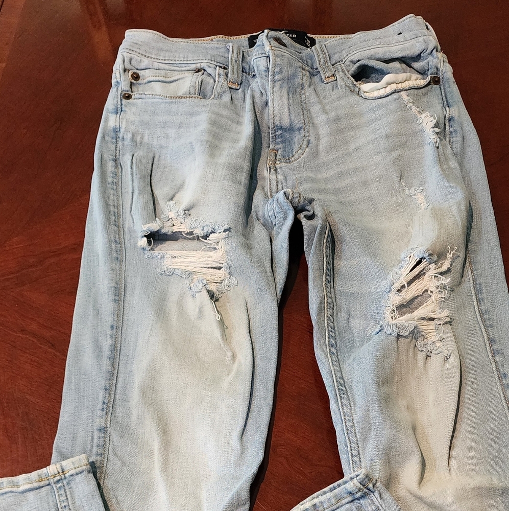 Hollister Skinny Hollister Epic Flex Ripped Jeans, Light Blue Wash Men's 31x30